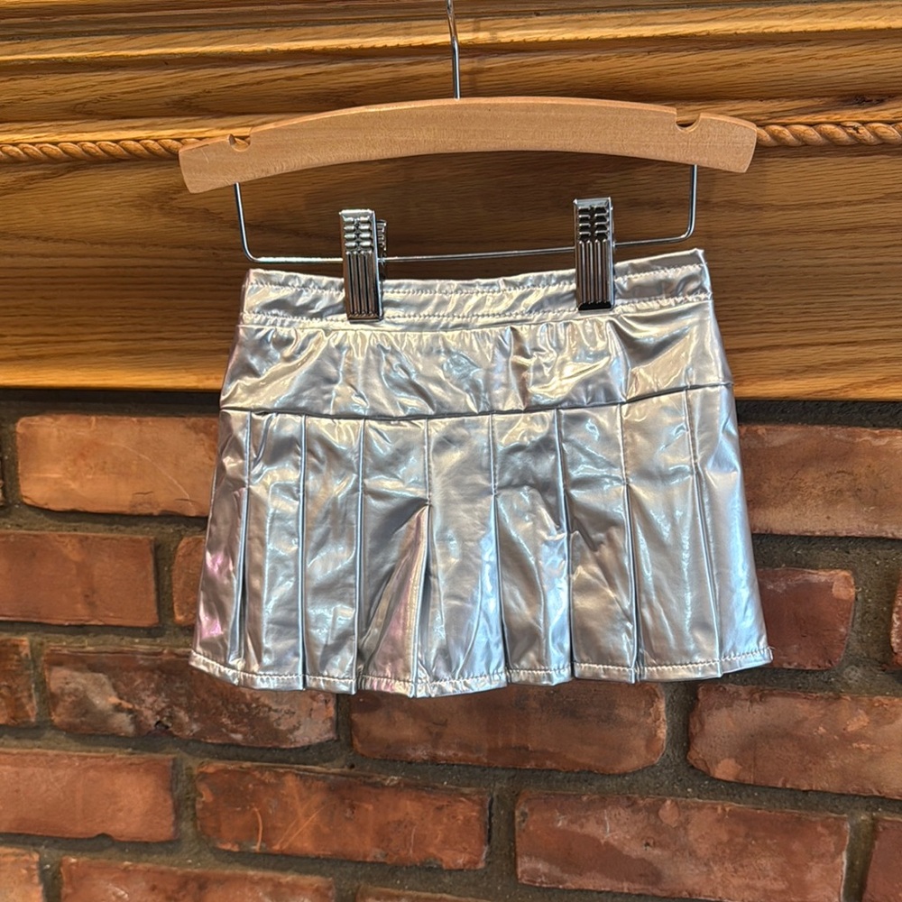 Kids Silver Pleated Skirt